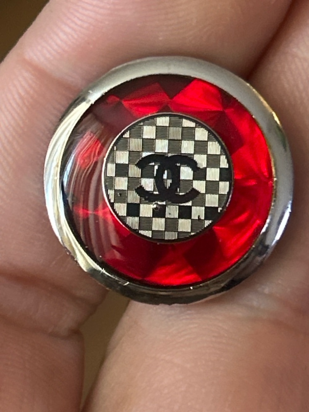Red and Silver CC Cuff Link